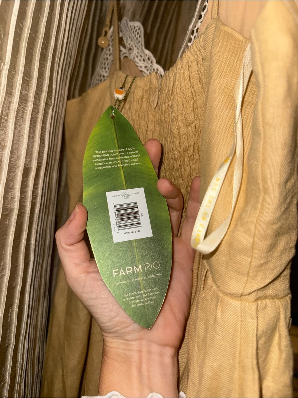 FARM Rio Sand Richelieu Laces Cup Midi Dress BNWT - Picture 2 of 5